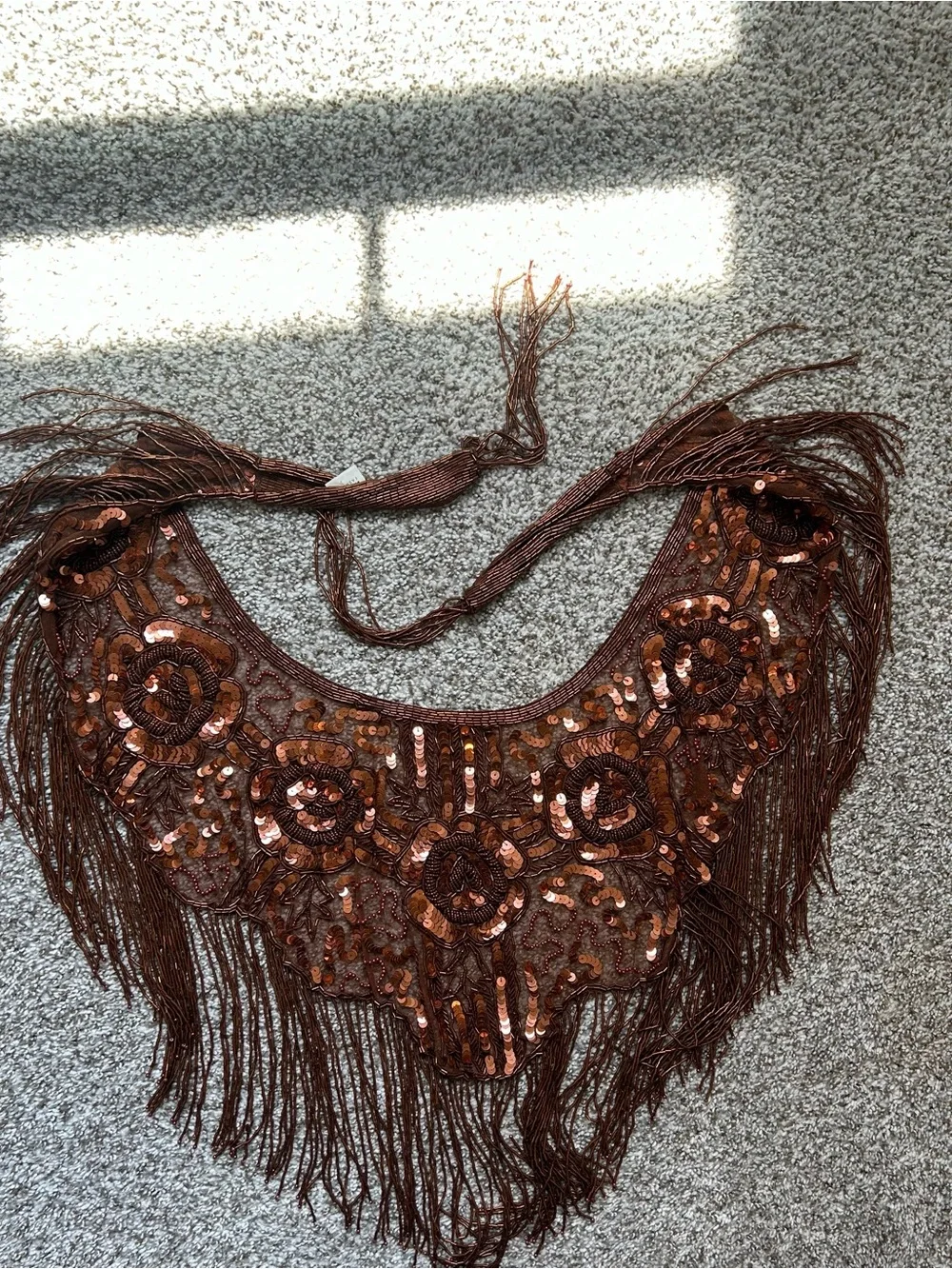 Copper Sequin Fringe scarf/wrap